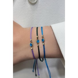  14 Ayar Altın Nazar Boncuklu Dorika Toplu İpli Bileklik