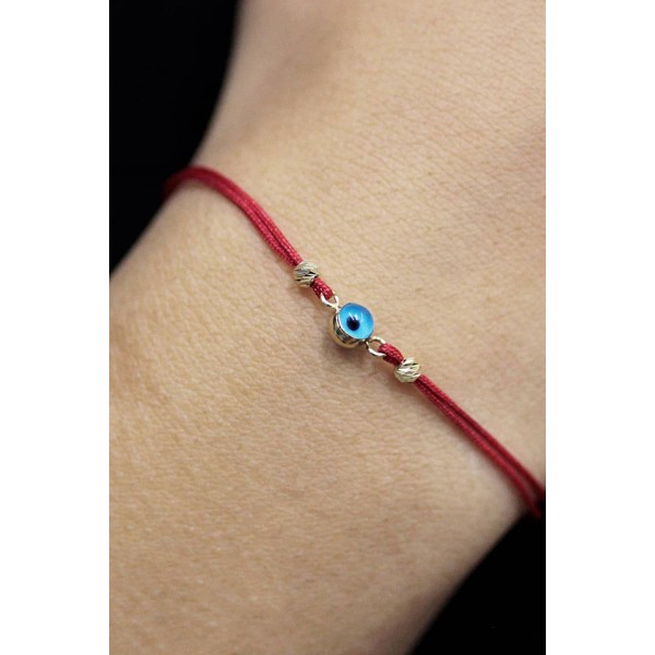  14 Ayar Altın Nazar Boncuklu Dorika Toplu İpli Bileklik