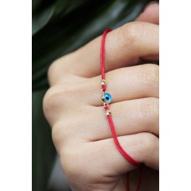  14 Ayar Altın Nazar Boncuklu Dorika Toplu İpli Bileklik