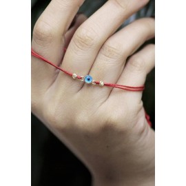  14 Ayar Altın Nazar Boncuklu Dorika Toplu İpli Bileklik