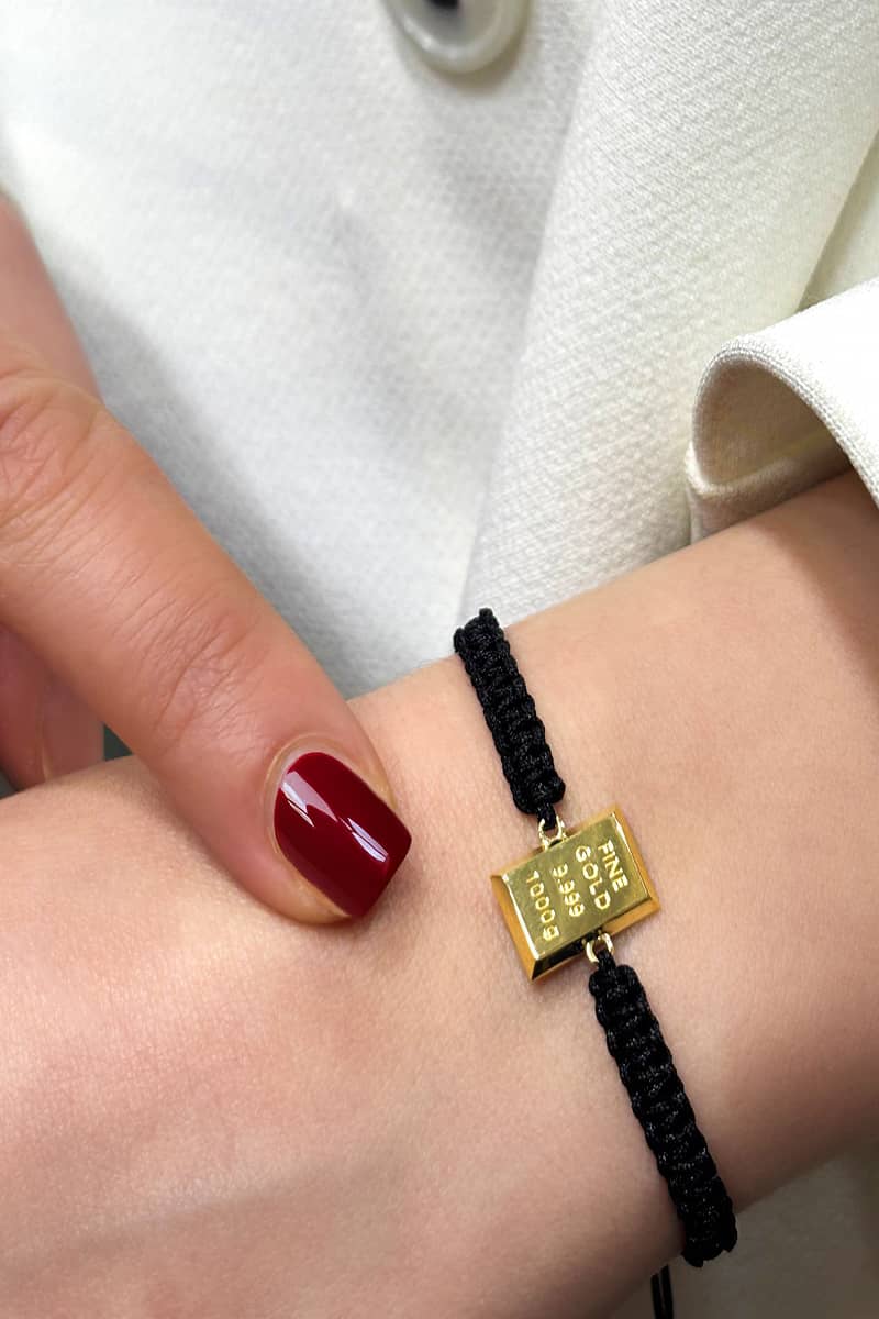 14 Ayar Altın Külçe İp Bileklik