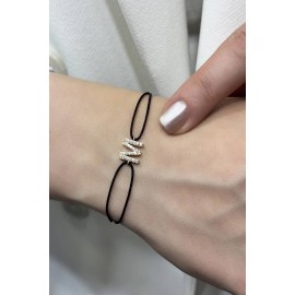 14 Ayar Altın Taşlı Harf İp Bileklik