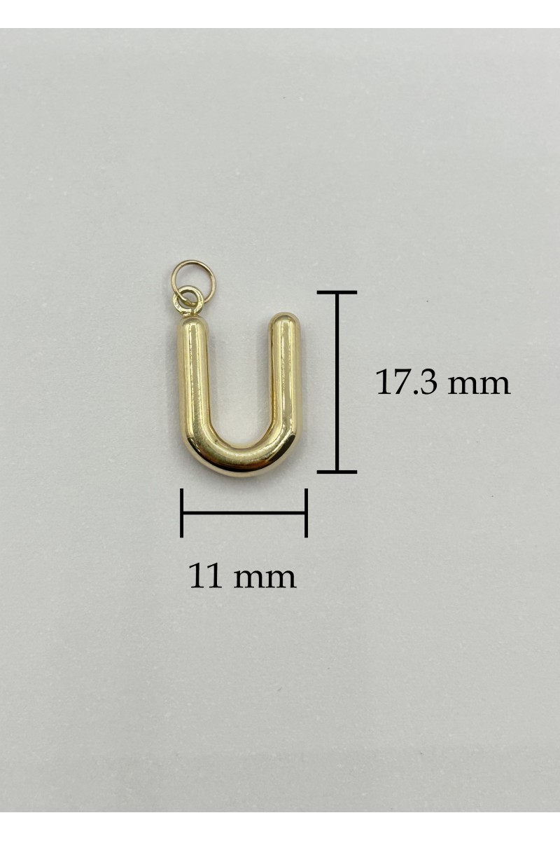 14 Ayar Altın Balon U Harf Kolye Ucu – Zarif Hediye Seçeneği