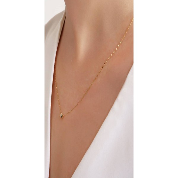 14 Ayar Altın Dorika Toplu Aynalı Zincir Kolye