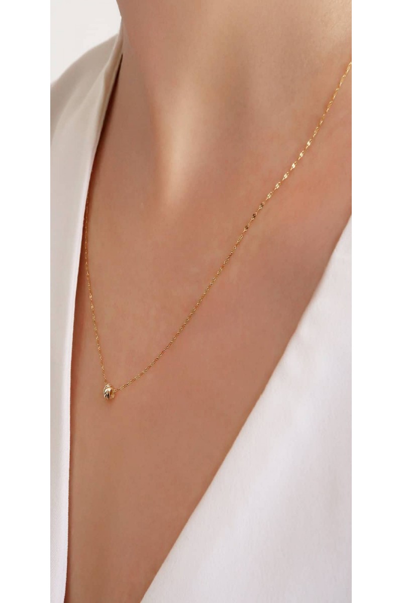 14 Ayar Altın Dorika Toplu Aynalı Zincir Kolye