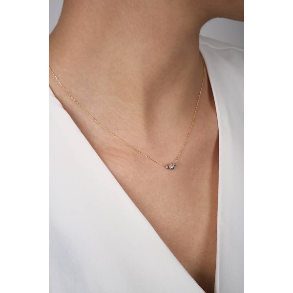  8 Ayar Altın Üçlü Beyaz Dorika Toplu Sarı Zincir Kolye