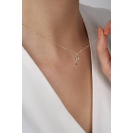 14 Ayar Altın Aynalı Zincir Anahtar Kolye