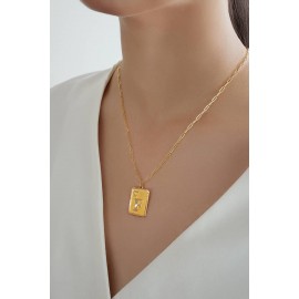 14 Ayar Altın Kare Nostaljik Harf Ataç Zincir Kolye