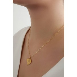 14 Ayar Altın Kalpli Nostaljik B Harf Ataç Zincir Kolye