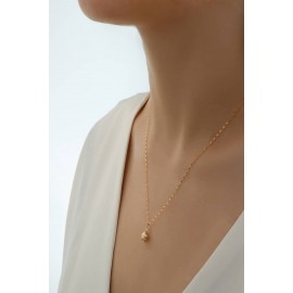 14 Ayar Altın Aynalı Zincir Bombeli Mini Yıldız Kolye