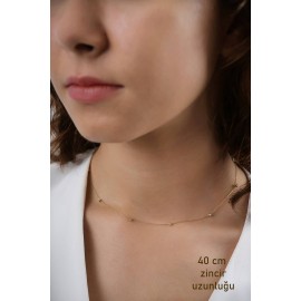 Dorika Toplu Altın Zincir Kolye TD65 