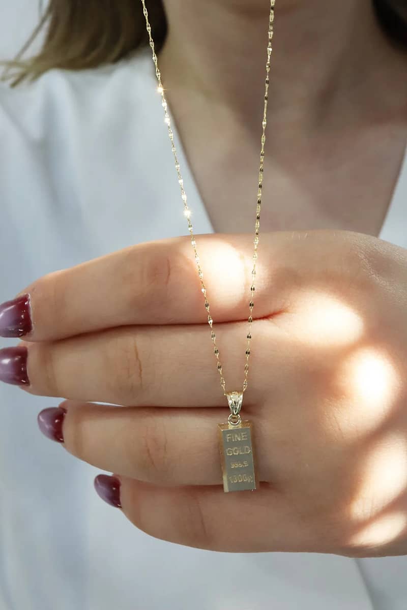  14 Ayar Altın Külçe Kolye