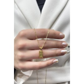 14 Ayar Altın Ataç Zincir Mini Külçe Kolye