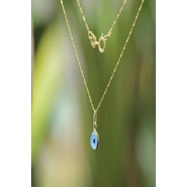 14 Ayar Nazar Boncuklu Altın Kolye