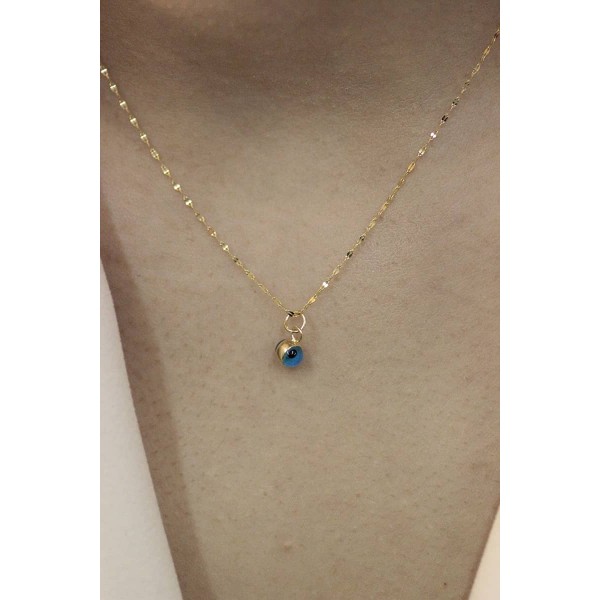 14 Ayar Nazar Boncuklu Altın Kolye