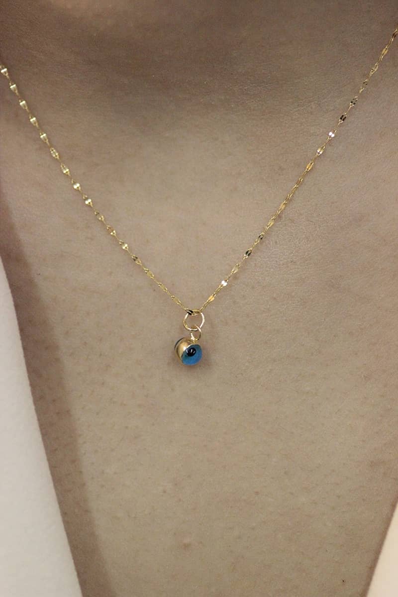 14 Ayar Nazar Boncuklu Altın Kolye