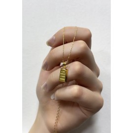 14 Ayar Altın Aynalı Zincir Mini Külçe Kolye