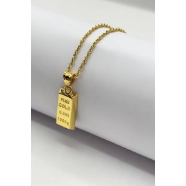  14 Ayar Altın Halat Zincir Mini Külçe Kolye