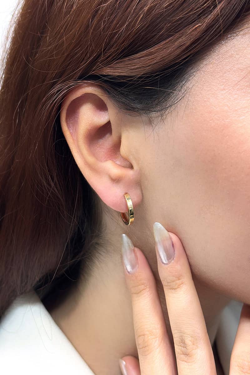 14 Ayar Altın Düz Halka Küpe