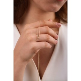 Ç Harfli Taşlı Altın Kolye TD105