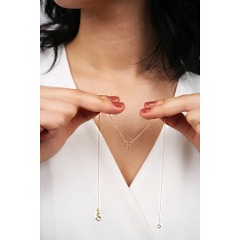 F Harfli Taşlı Altın Kolye TD85