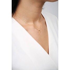 F Harfli Taşlı Altın Kolye TD85