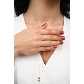 F Harfli Taşlı Altın Kolye TD85