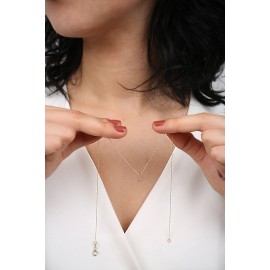 Q Harfli Taşlı Altın Kolye TD105