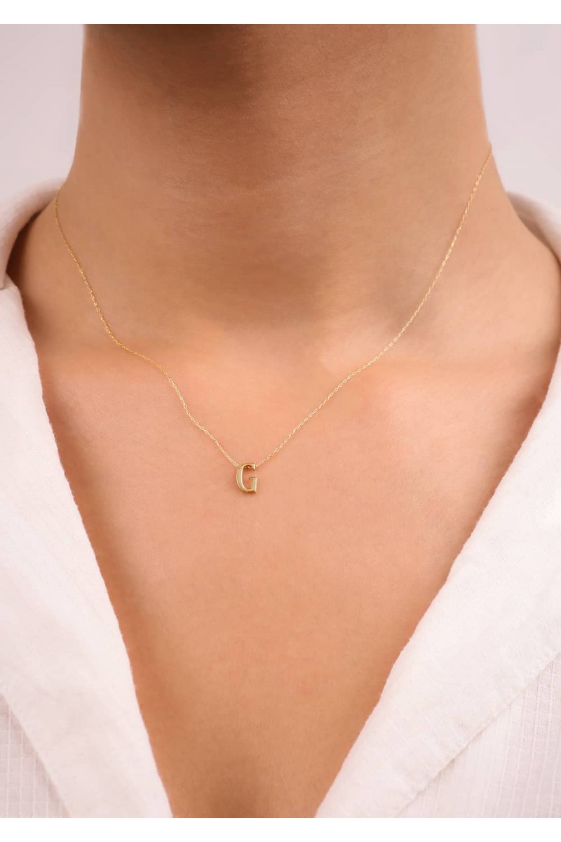 G Harfli Altın Kolye TD80