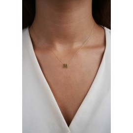 M Harfli Altın Kolye TD80