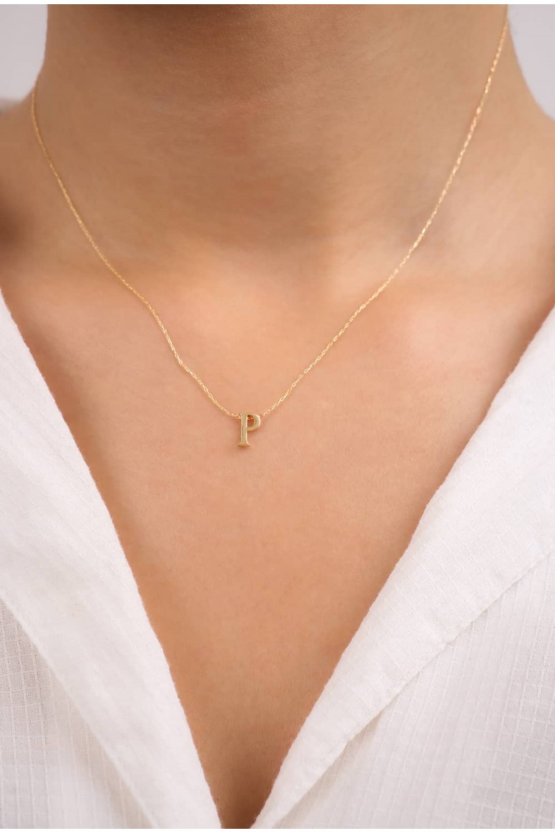 P Harfli Altın Kolye TD80