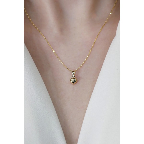 14 Ayar Altın Kalpli Zincir Kolye