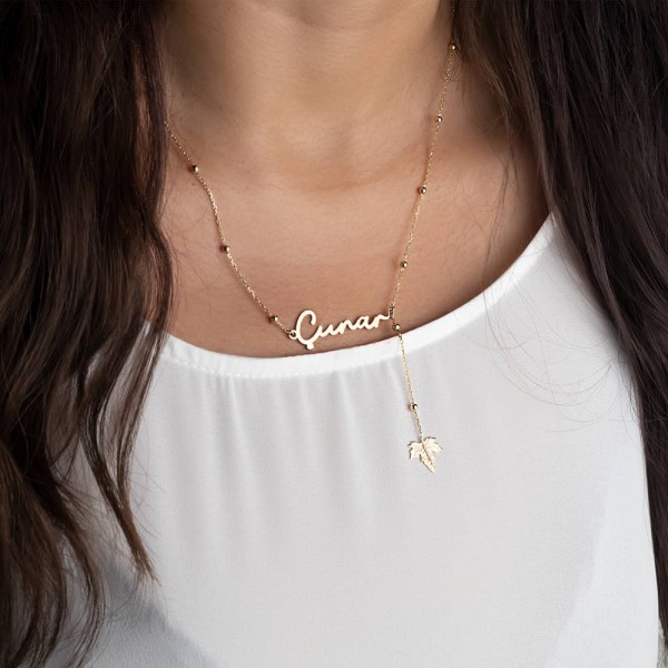 Çınar ve Çınar Yaprağı İsimli Altın Kolye  TD150