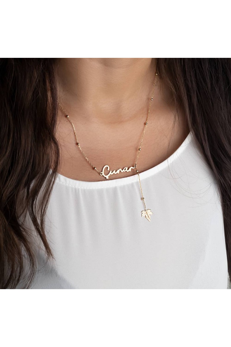 Çınar ve Çınar Yaprağı İsimli Altın Kolye  TD150