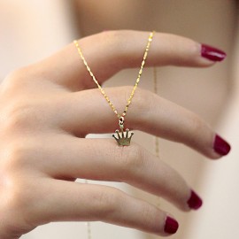 14 Ayar Altın Taç Aynalı Zincirli Kolye TD65