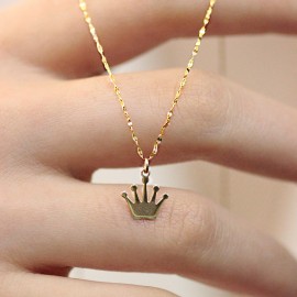 14 Ayar Altın Taç Aynalı Zincirli Kolye TD65