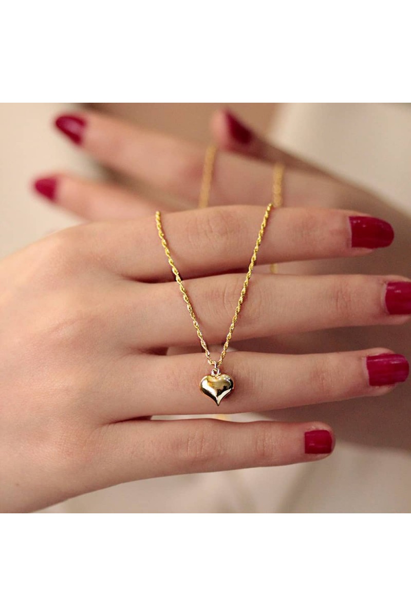 14 Ayar Altın Halat Burgu Kalp Kolye