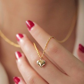 14 Ayar Altın Halat Burgu Kalp Kolye