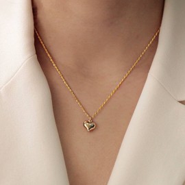 14 Ayar Altın Halat Burgu Kalp Kolye