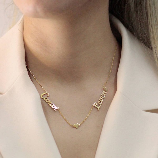 CANAN LEVENT İki İsimli Altın Kolye TD170