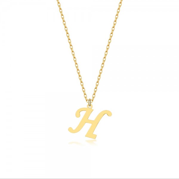 H Stilli Harf Altın Kolye