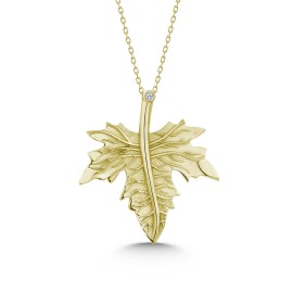 0,02 Karat Pırlantalı Gümüş Çınar Yaprağı Kolye TD45