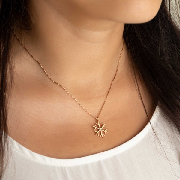 Pırlantalı Gümüş Kar Tanesi Kolye TD45