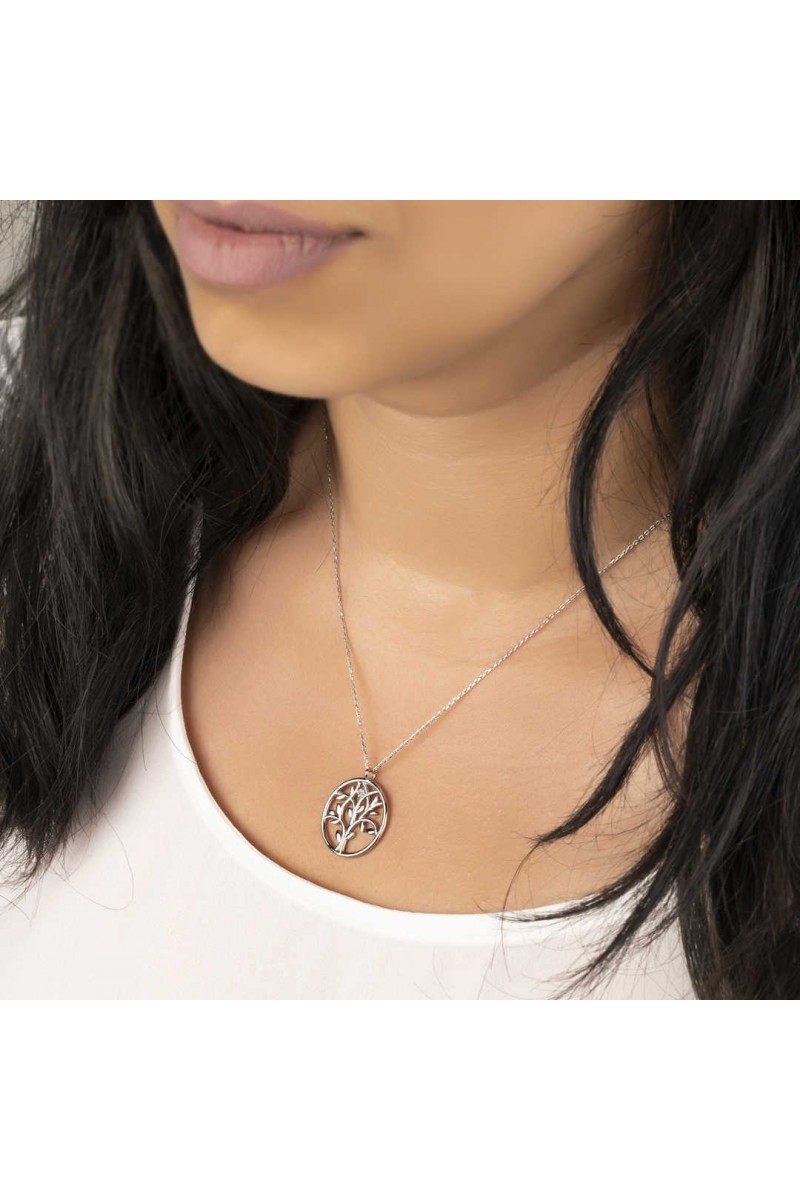 0,02 Karat Pırlantalı Gümüş Hayat Ağacı Kolye TD45
