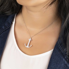 Pırlantalı Gümüş Çapa Kolye TD45