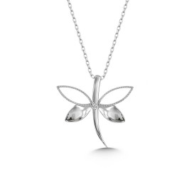 0,02 Karat Pırlantalı Gümüş Yusufçuk Kolye TD45