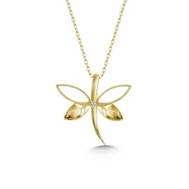 0,02 Karat Pırlantalı Gümüş Yusufçuk Kolye TD45