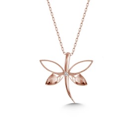 0,02 Karat Pırlantalı Gümüş Yusufçuk Kolye TD45