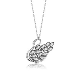 Pırlantalı Gümüş Kuğu Kolye TD50