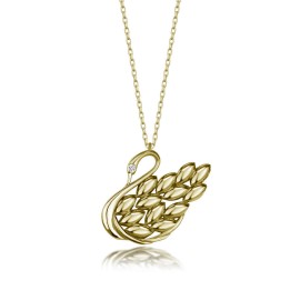 Pırlantalı Gümüş Kuğu Kolye TD50